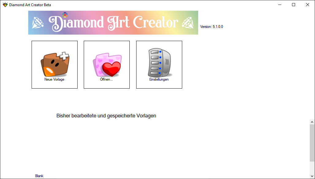 Startseite des Diamond Art Creator