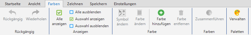 Menü Farben des Diamond Art Creator